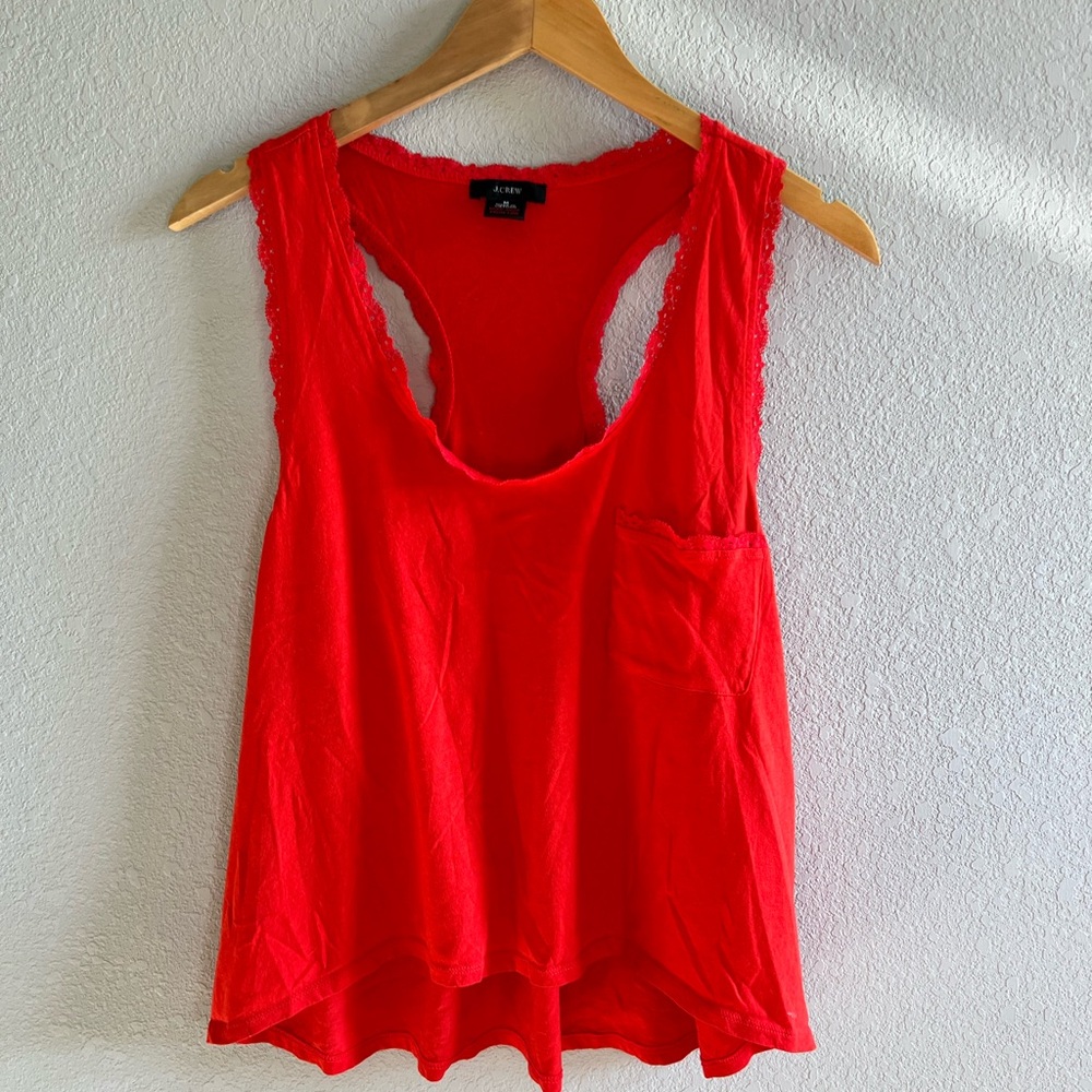 J. Crew Red Lace Tank Top